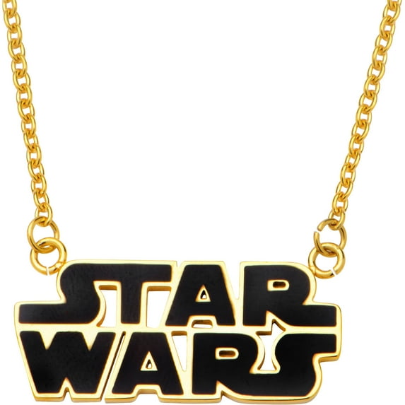 Women's Stainless Steel Gold IP and Black Enamel Logo Pendant, 20 Chain