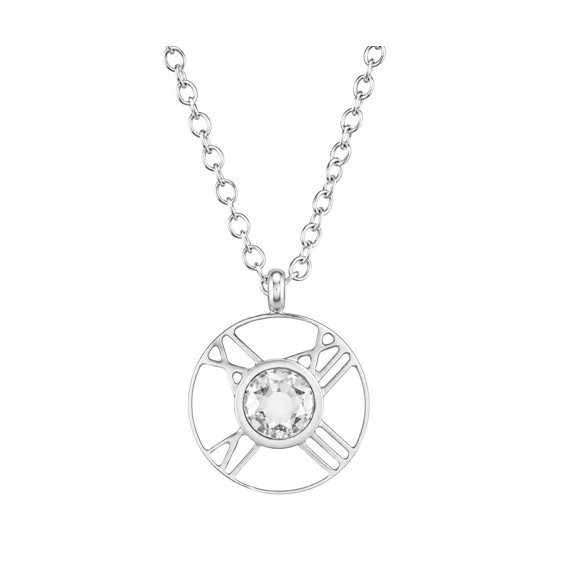 Women's Stainless Steel Gold or Silver Dainty Round 2 Circle CZ Necklace SCP 505 S