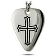 thumbnail image 1 of Women's Stainless Steel Guitar Pick Necklace-Psalm 101:1 by Shields of Strength, 1 of 4