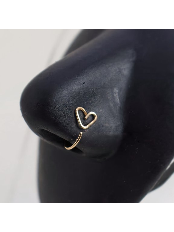 Women's Stainless Steel Heart-Shaped Nose Stud, Multi-Color Lip & Earring Jewelry, No Gemstone, Durable Daily Wear