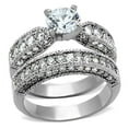 thumbnail image 1 of Women's Stainless Steel High Polished 7.20(g) CZ Clear Ring Set, 1 of 4