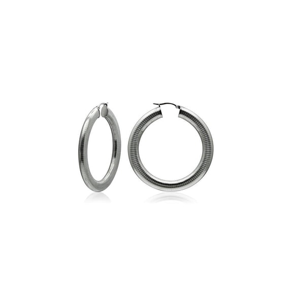 Women's Stainless Steel High polished 13.80(g) Hoops & Huggies Earrings