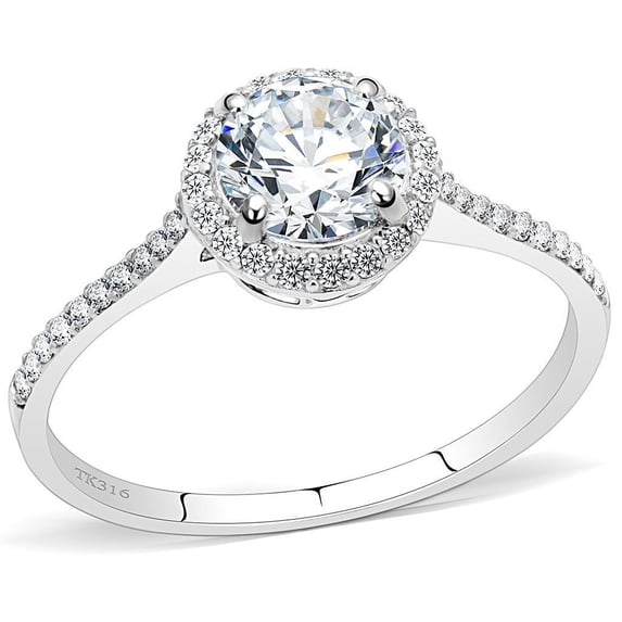Women's Stainless Steel High polished CZ Clear 1.44(g) Engagement Ring
