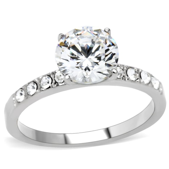Women's Stainless Steel High polished CZ Clear 2.70(g) Engagement Ring