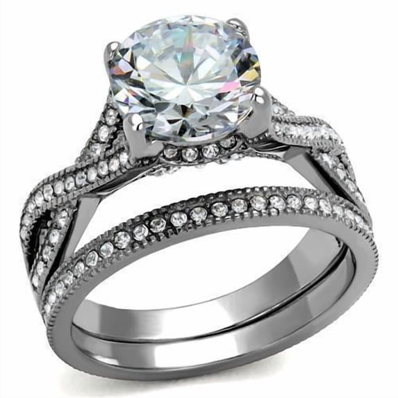 Women's Stainless Steel High polished CZ Clear 6.10(g) Engagement Ring