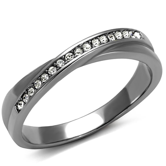 Women's Stainless Steel High polished Crystal Clear 2.48(g) Engagement Ring
