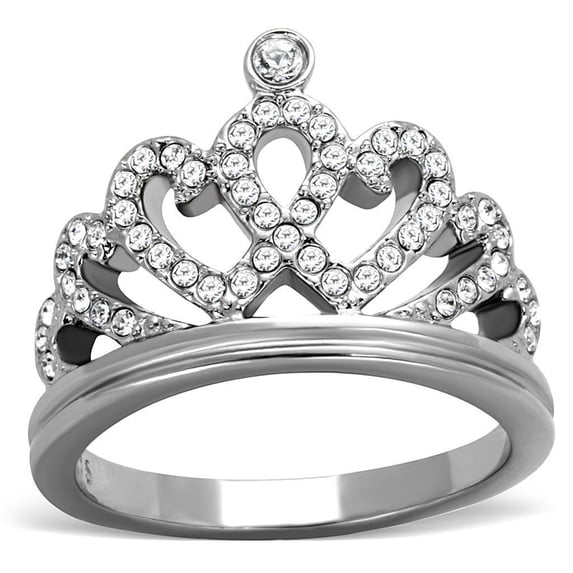 Women's Stainless Steel High polished Crystal Clear 4.20(g) Engagement Ring