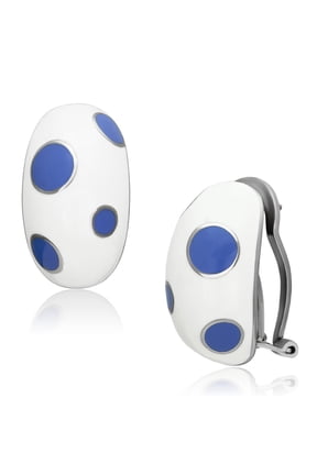 Women's Stainless Steel High polished Epoxy Blue Stud Earrings