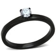 thumbnail image 1 of Women's Stainless Steel IP Black 4mm CZ Clear Midi Ring, 1 of 4