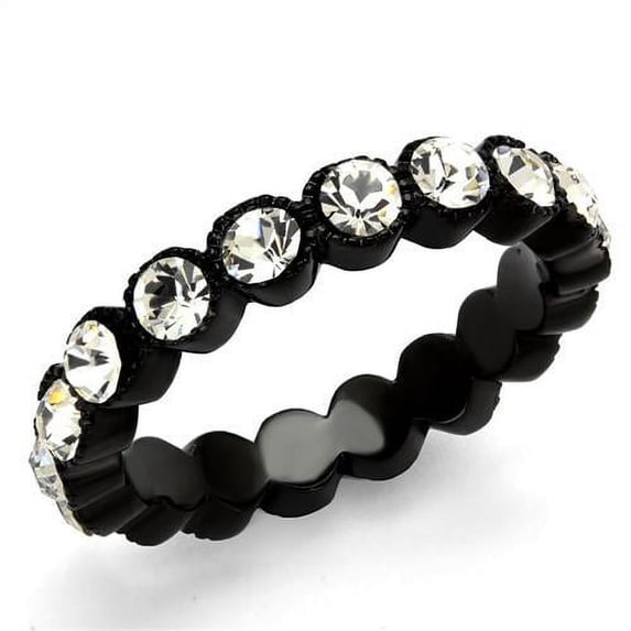 Women's Stainless Steel IP Black Crystal Clear 3.75(g) Band Ring