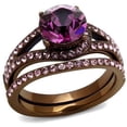 thumbnail image 1 of Women's Stainless Steel IP Coffee light Crystal Amethyst 4.79(g) Engagement Ring, 1 of 2