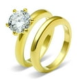 thumbnail image 1 of Women's Stainless Steel IP Gold 5.90(g) CZ Clear Ring Set, 1 of 4