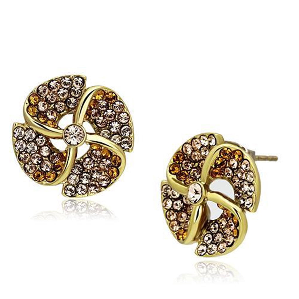Women's Stainless Steel IP Gold Top Grade Crystal Clear Yellow Pink Multicolor Earrings