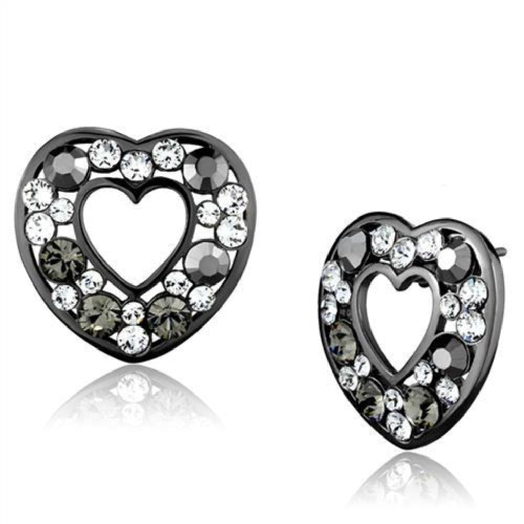 Women's Stainless Steel IP Light Black Top Grade Crystal Black Clear Multicolor Earrings