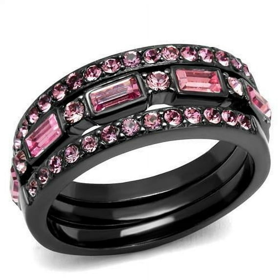 Women's Stainless Steel Light Black Crystal Multicolor 5.49(g) Engagement Ring