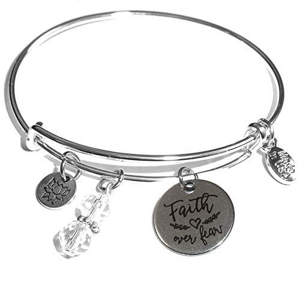Patience Courage Tranquility Spirit Expandable Charm Bracelet Silver Adjustable Wire Bangle One Size Fits All Gift Spirit Lead Me Where My Trust Is