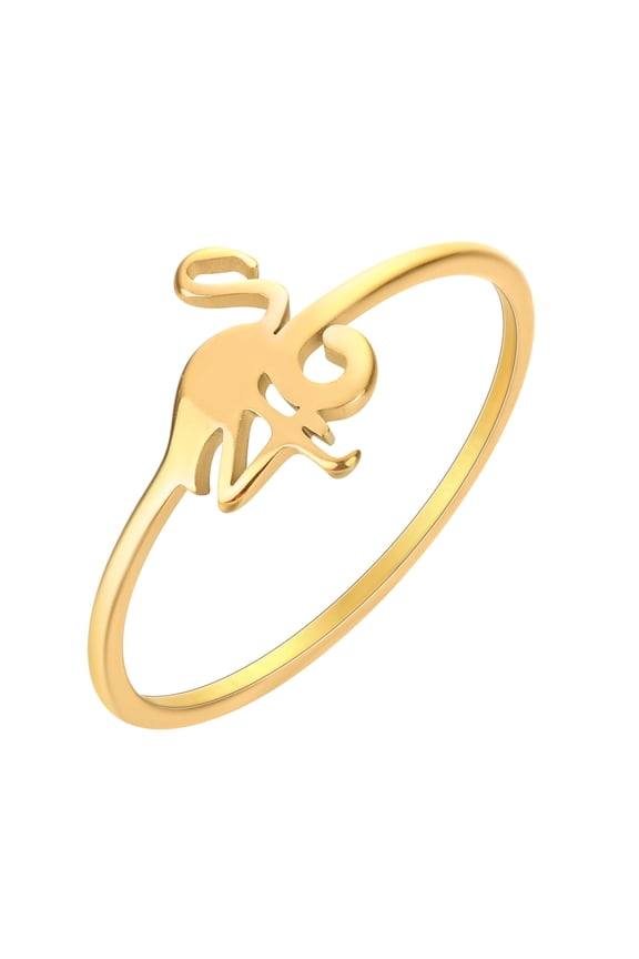 Womens Flamingo Ring Stainless Steel Electroplated Jewelry Fashionable Statement Ring Bird Design Finger Ring Elegant
