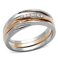 thumbnail image 1 of Women's Stainless Steel Two Tone IP Rose Gold 4.40(g) CZ Clear Ring Set, 1 of 4