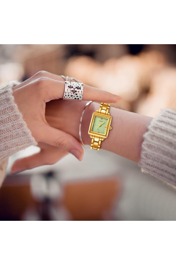 Women's Stainless Steel Waterproof Square Quartz Watch - Elegant Dress Bracelet Wristwatch Perfect for Office Casual Party & Holiday Gift for Her Use