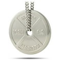thumbnail image 1 of Women's Stainless Steel Weight Plate Necklace-Joshua 1:9 by Shields of Strength, 1 of 4