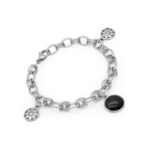 Women's Stainless Steel with Glass Charm Bracelet