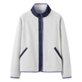 thumbnail image 1 of Women's Stand Collar Jackets Button Down Color Block Fleece Cardigan Casual Stylish Outdoor Outwear With Pockets (XS, Gray), 1 of 2