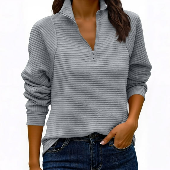 Women’s Stand Collar Knitted Sweatshirt Long Sleeve Casual Pullover Soft Solid Color Lightweight Top for Fall Winter Streetwear and Everyday Outfits