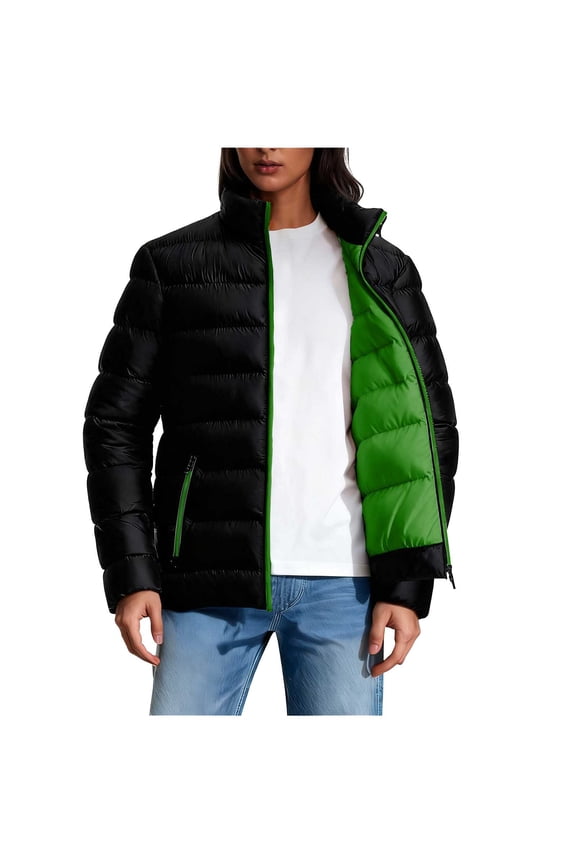 Women's Stand Collar Lightweight Puffer Jacket - Quilted Padded Zip Up Winter Coat, Soft Warm Outdoor Cold Weather Outerwear with Pockets
