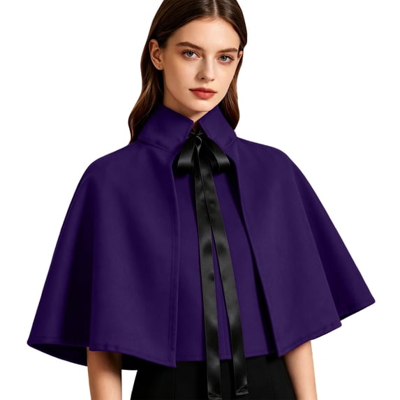 Women's Stand Collar Satin Short Cape Shawl, Elegant Tie Front Poncho Outerwear, Cropped Cloak for Wedding Evening Party Daily Casual Outfits