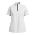 thumbnail image 1 of Women's Stand Collar Scrub Top with Zipper Front – Soft Stretch Breathable Fabric with Multiple Pockets White 5XL, 1 of 5