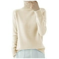 thumbnail image 1 of Women's Stand Collar Solid Color Pullover Sweater Long Sleeve Knit Top Casual Soft Warm Fall Winter Fashion Outfit, 1 of 5