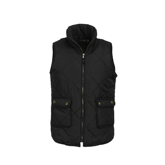 Women's Stand Collar Warm Padded Zip Closure Side Pockets Gilet Quilted Puffer Vest