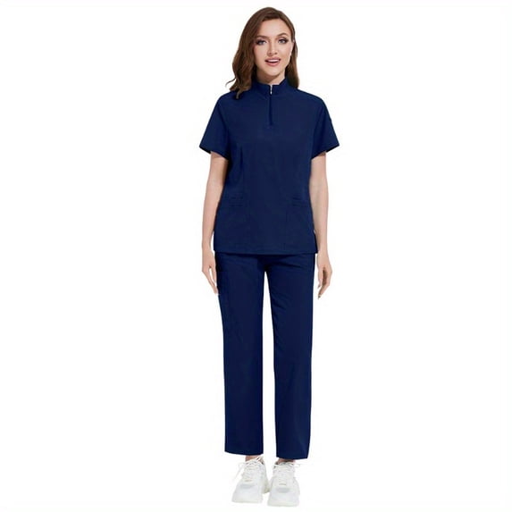 Women's Stand Collar Work Uniform Set - Modern, Comfortable, and Professional Outfit for Various Work Environments