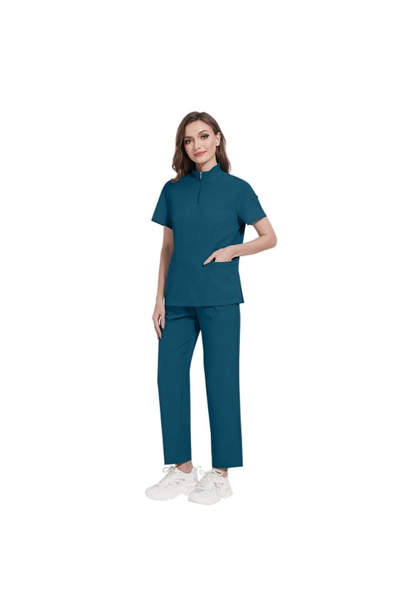 Women's Stand Collar Work Uniform Set - Modern, Comfortable, and Professional Outfit for Various Work Environments