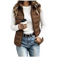 thumbnail image 1 of Women's Stand Collar Zip Up Puffer Vest Sleeveless Lightweight Quilted Gilet with Pockets Casual Outerwear for Fall Winter, 1 of 6