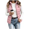 thumbnail image 1 of Women's Stand Collar Zip Up Puffer Vest Sleeveless Lightweight Quilted Gilet with Pockets Casual Outerwear for Fall Winter, 1 of 6