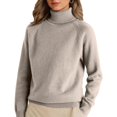 thumbnail image 1 of Women's Stand-up Collar Pullover Loose Thick Solid Color Turtleneck Knitted Base Sweater, Cozy and Warm Sweater for Winter, Loose Fit Design, Ideal for Layering under Coats,Khaki,XL, 1 of 4