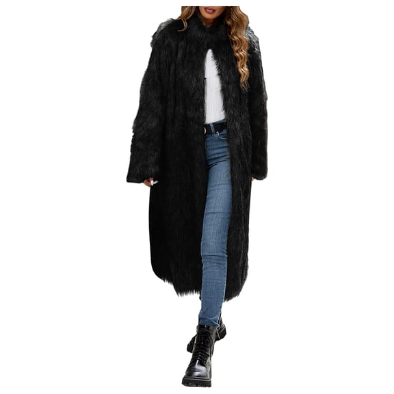 Women's Standing Collar Imitation Trench Long Coat Jacket Outerwear for Ladies