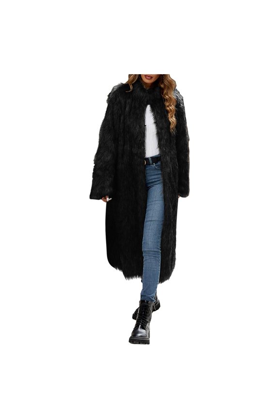 Women's Standing Collar Imitation Trench Long Coat Jacket Outerwear for Ladies