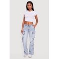 thumbnail image 1 of Women's Star Applique Acid Wash Straight Leg Cargo Jeans, 1 of 5