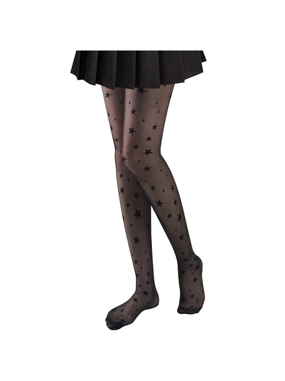 Women's Star Pattern Tights Light Soft Stretch Footed Tights Casual Patterned Tights for Daily Wear