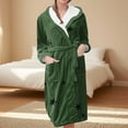 thumbnail image 1 of Women's Star Print Fleece Bathrobe, Long Length Plush Robe, Soft Cozy Loungewear, Knee Length Gown with Pockets, Comfortable Spa Style Robe for Women Green XL, 1 of 5