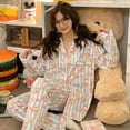 thumbnail image 1 of Women's Star Print Pajamas Set Long Sleeve Top And Long Pants Sleepwear 2 Piece Set for Women Autumn Casual Home Loose Pajamas (SY153-2,L), 1 of 7