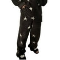 thumbnail image 1 of Women’s Star-Print Plush Pajama Pants – High-Waist Fuzzy Lounge Bottoms with Pockets (Soft, Breathable Winter Sleepwear for Curvy Comfort), 1 of 3