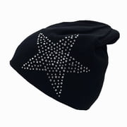 Womens Star Rhinestones Knit Soft Beanie Korean Fashion Hip-hop Mens Cap Y2K Casual Harajuku Warm Hats