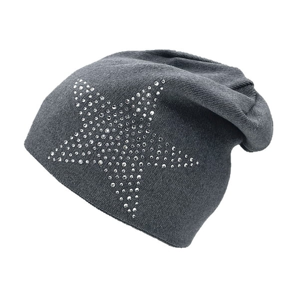 Women's Star Rhinestones Knit Soft Beanie Korean Fashion Hip-hop Men's Cap Y2K Casual Harajuku Warm Hats