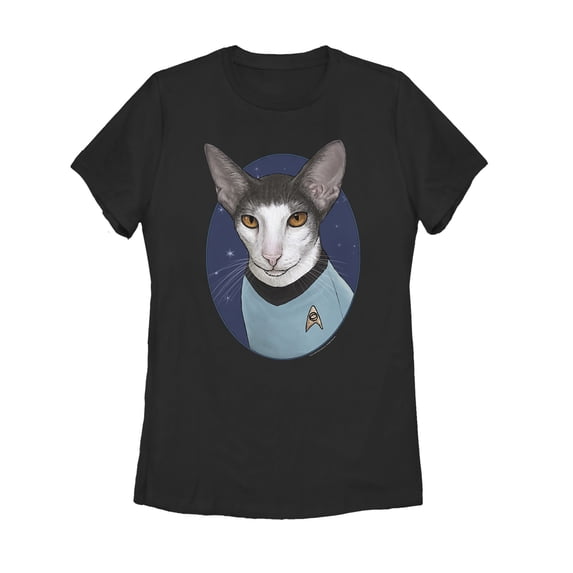 Women's Star Trek Spock Cat Portrait Graphic Tee Black X Large