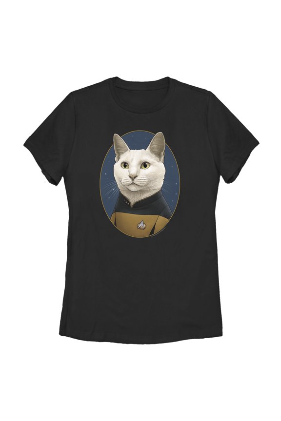 Women's Star Trek: The Next Generation Commander Data Cat Graphic Tee Black Small