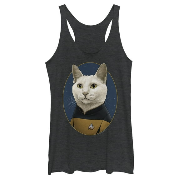 Women's Star Trek: The Next Generation Commander Data Cat Racerback Tank Top Black Heather Small