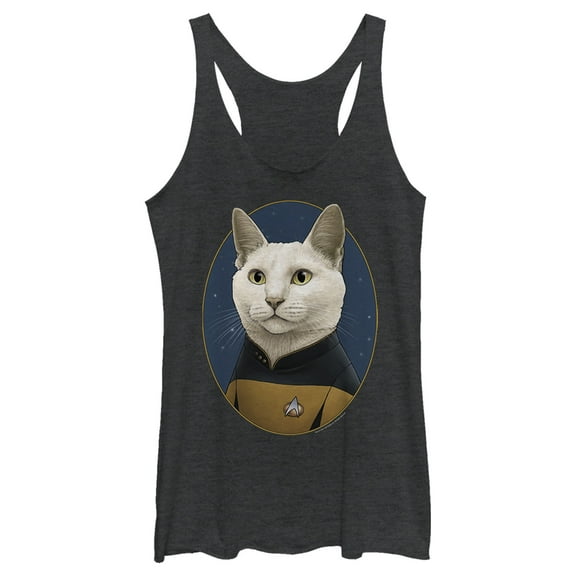 Women's Star Trek: The Next Generation Commander Data Cat  Racerback Tank Top Black Heather X Small